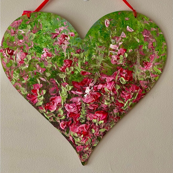 Other - LARGE HAND PAINTED FLORAL HEART by me